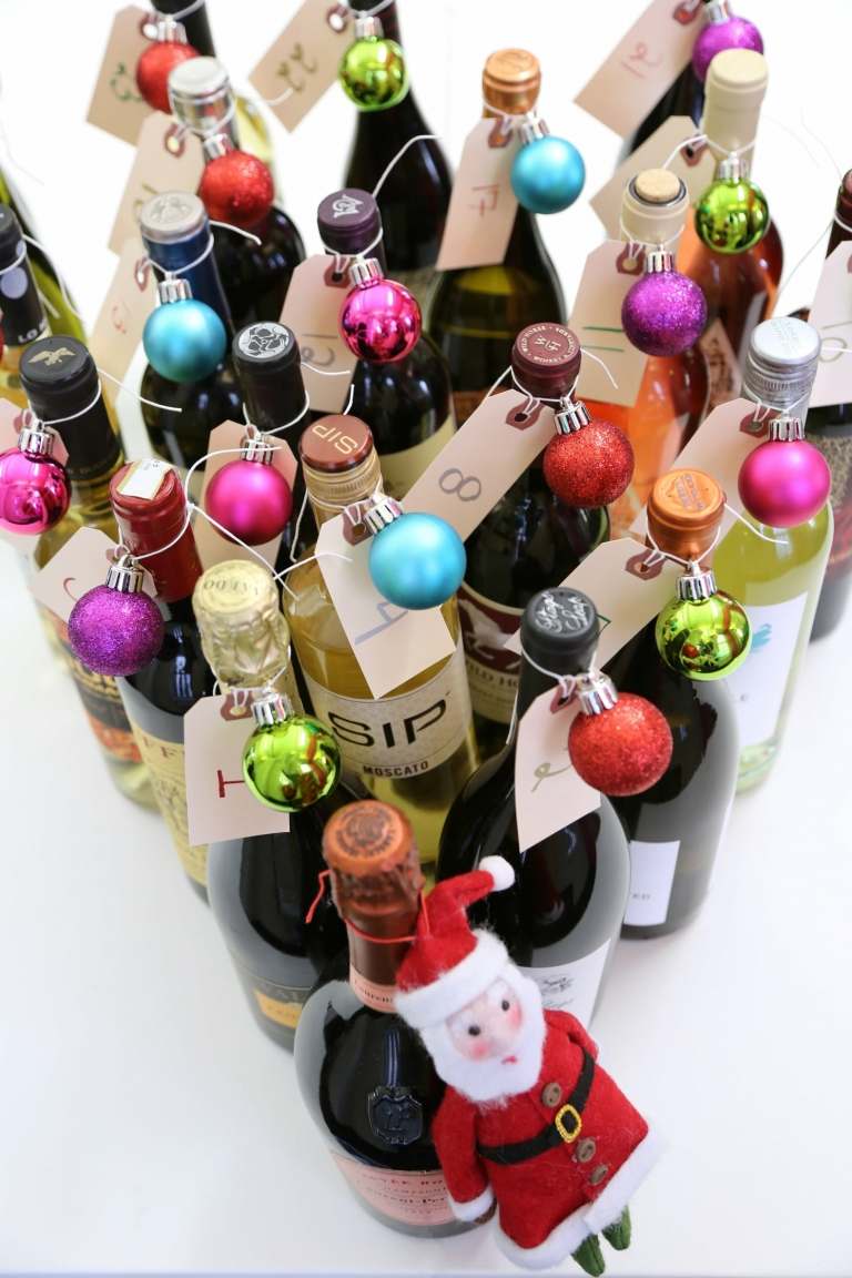 Weinflaschen-Adventskalender für Erwachsene selbstgemachte Weihnachtsgeschenke