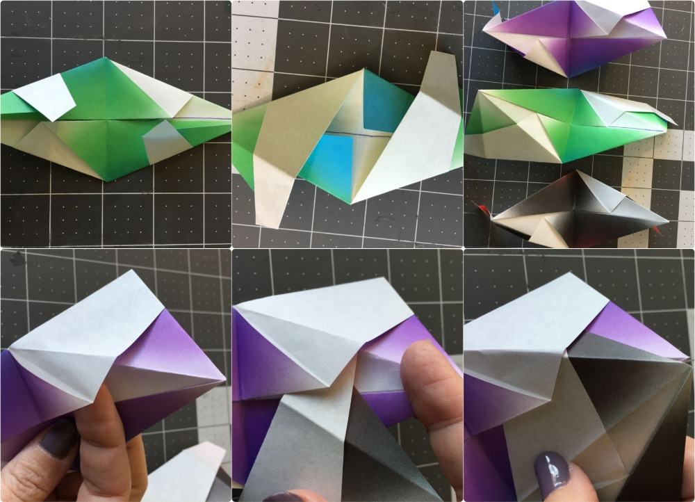 dreiecke falten und teile für origami 3d stern ineinander stecken