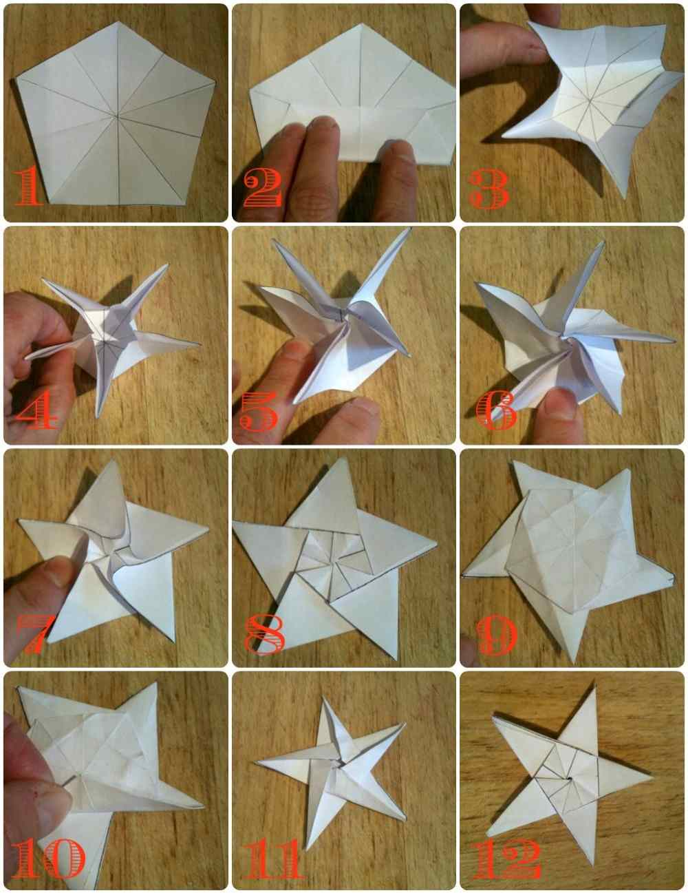 einfache schritten von 1 bis 9 zum origami sterne basteln ohne kleben