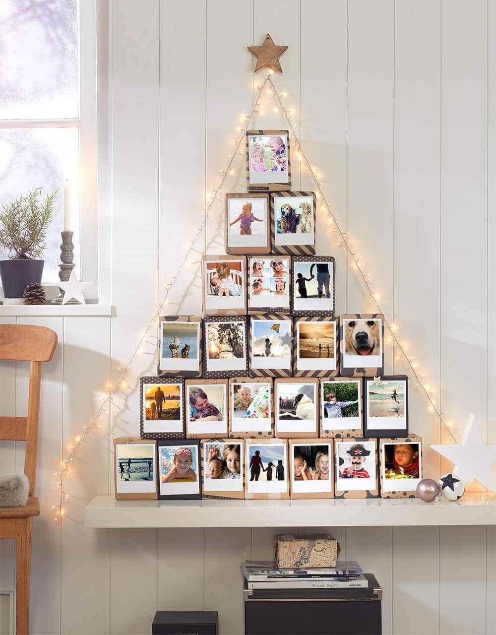 lustige Adventskalender selber basteln mit Familienfotos Weihnachtsdeko