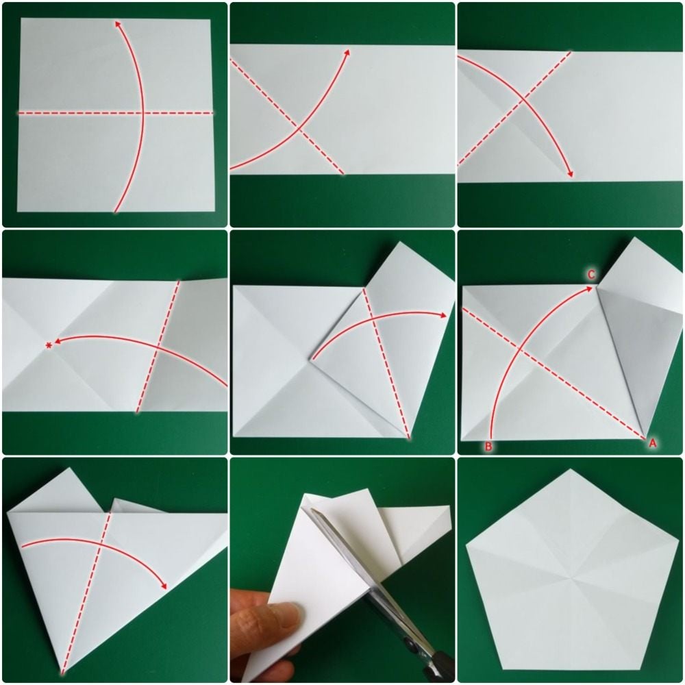origami stern basteln anleitung fünfeck falten