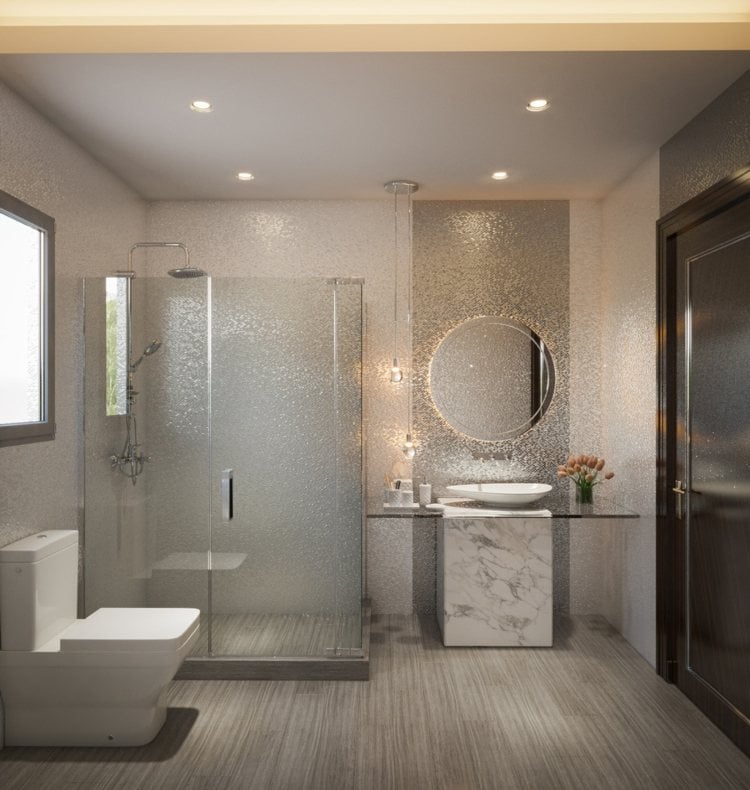 Badezimmer einrichten modern Duschkabine aus Glas
