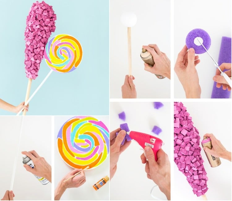 Candy Girl Idee - Kreative Accessoires für das Kostüm mit Kandiszucker und Lutscher