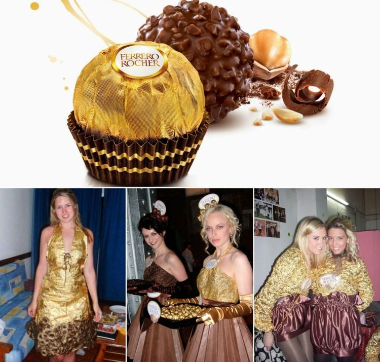 Ferrero Rocher Kostüm in Gold und Bronze für Damen und Herren