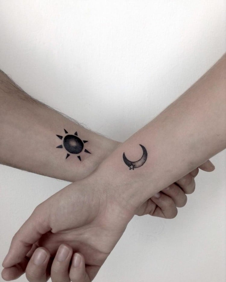 Halbmond Sonne Tattoo für Partner Ideen