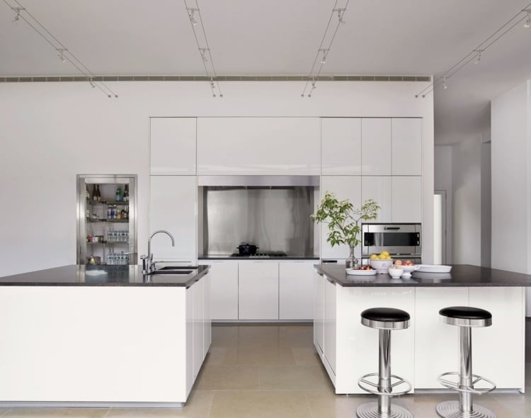 Küchenrückenwand schwarz Küchentrends 2020 weiße Küche welche Wandfarbe