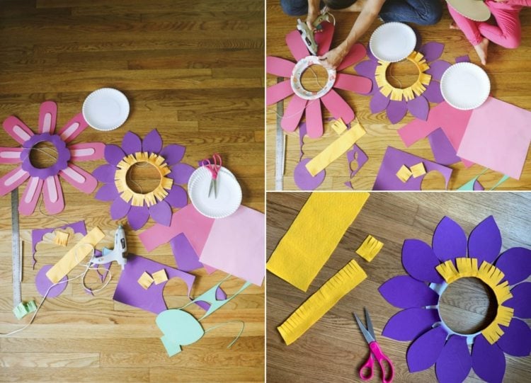 Mit Moosgummi Accessoires für die Karnevalskostüme selber machen - Blüten basteln