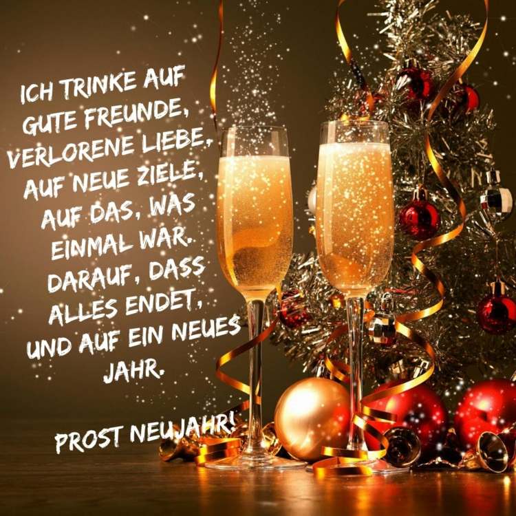 Neujahrsspruch mit Wünschen für gute Freunde, neue Ziele - Auf ein neues Jahr!