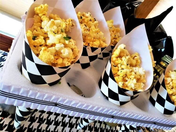 Salted truffle popcorn with cheese and fresh spices