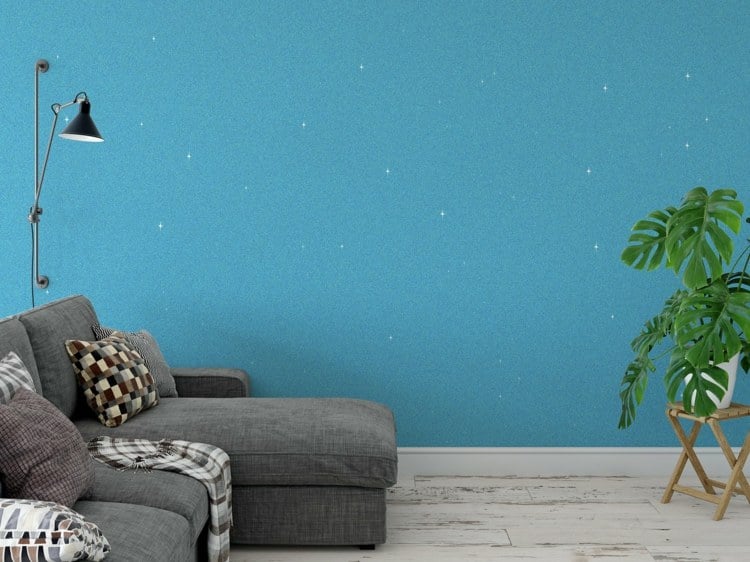 Wände blau streichen Wohnzimmer einrichten Ideen