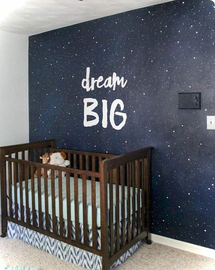 Wände im Kinderzimmer streichen Ideen Wandfarbe mit Glitzer dunkelblau