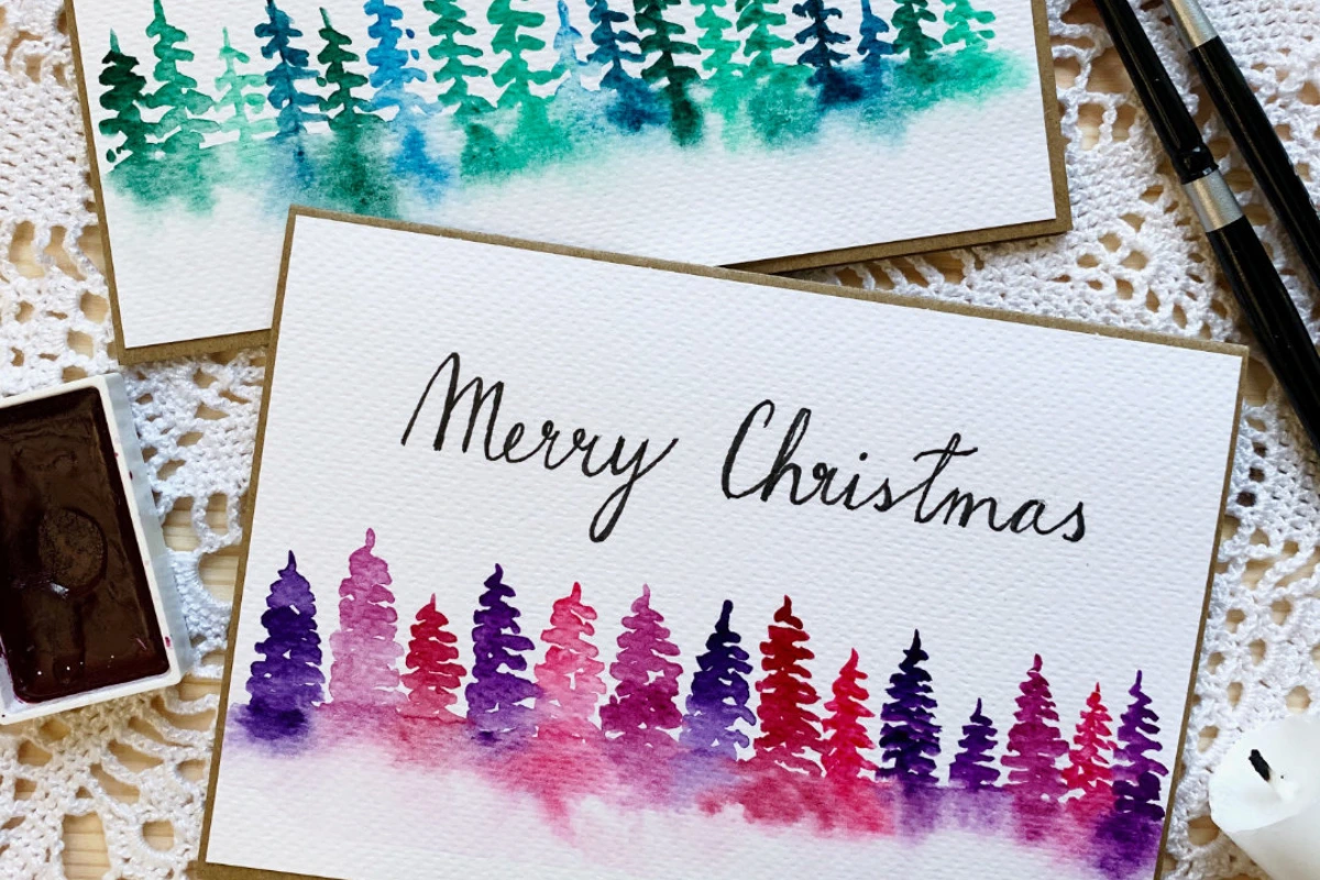 weihnachtskarten selber malen diy anleitungen für anfänger