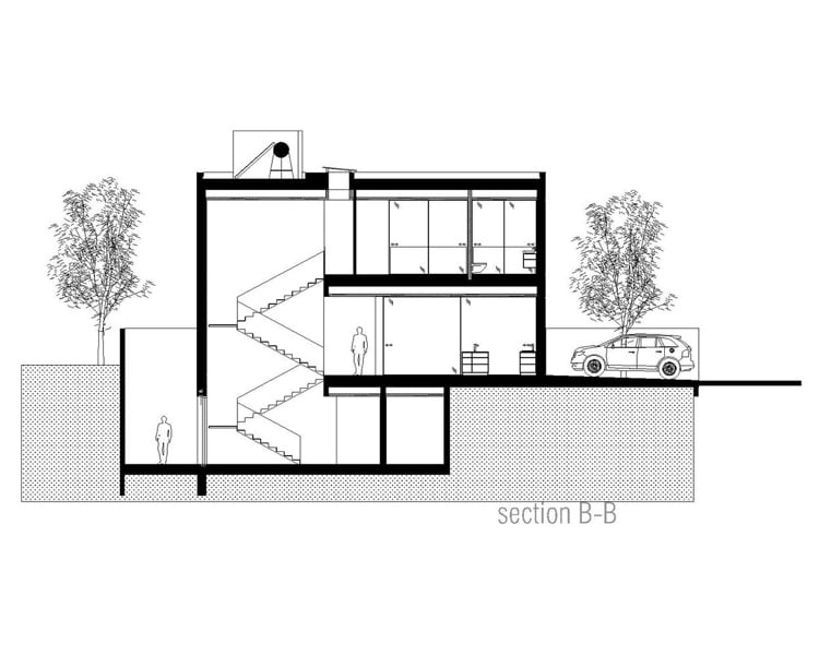Einfamilienhaus mit Flachdach und Keller Grundriss