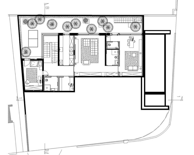Einfamilienhaus mit Wohnbereich und Kabinett im Erdgeschoss Grundriss