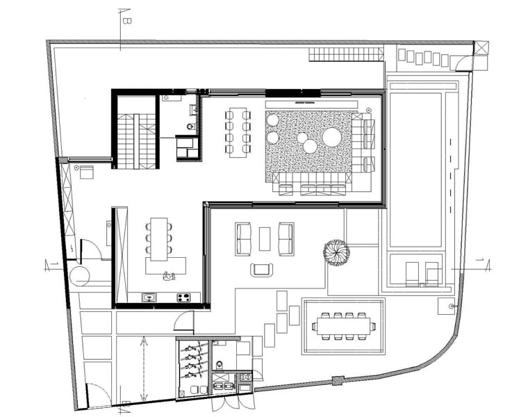 Einfamilienhaus mit Wohnzimmer große Küche und große Terrasse Bauskizze