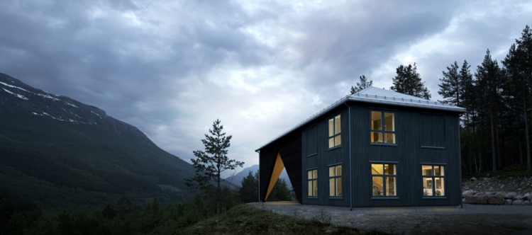 Erweiterbares skandinavisches Haus - Die Veranda lässt sich später zum Haus dazufügen