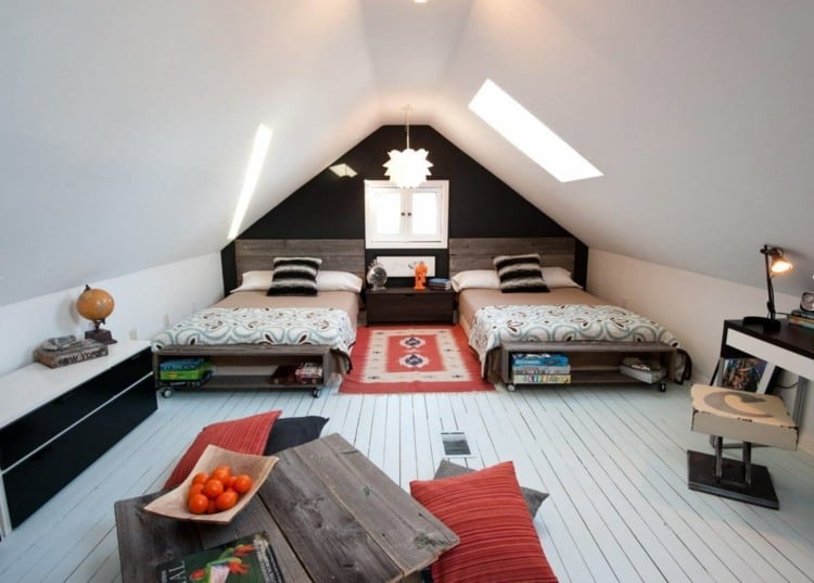 Idea for a double room under the roof for boys