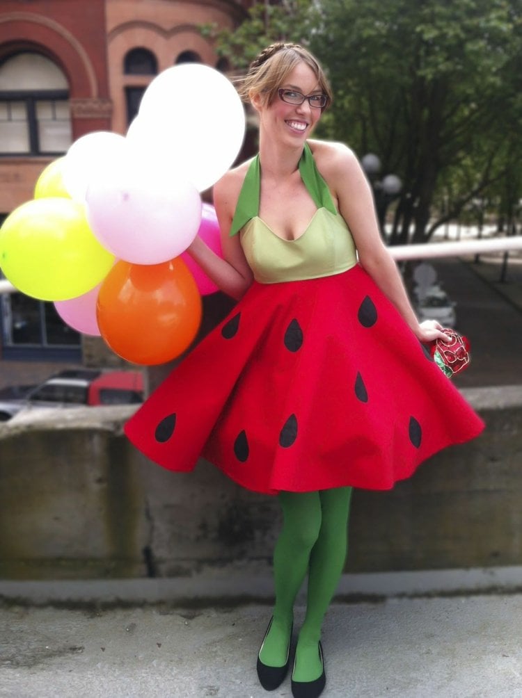 Karneval Kostüm Frauen einfach DIY Anleitung Obst-Kostüme