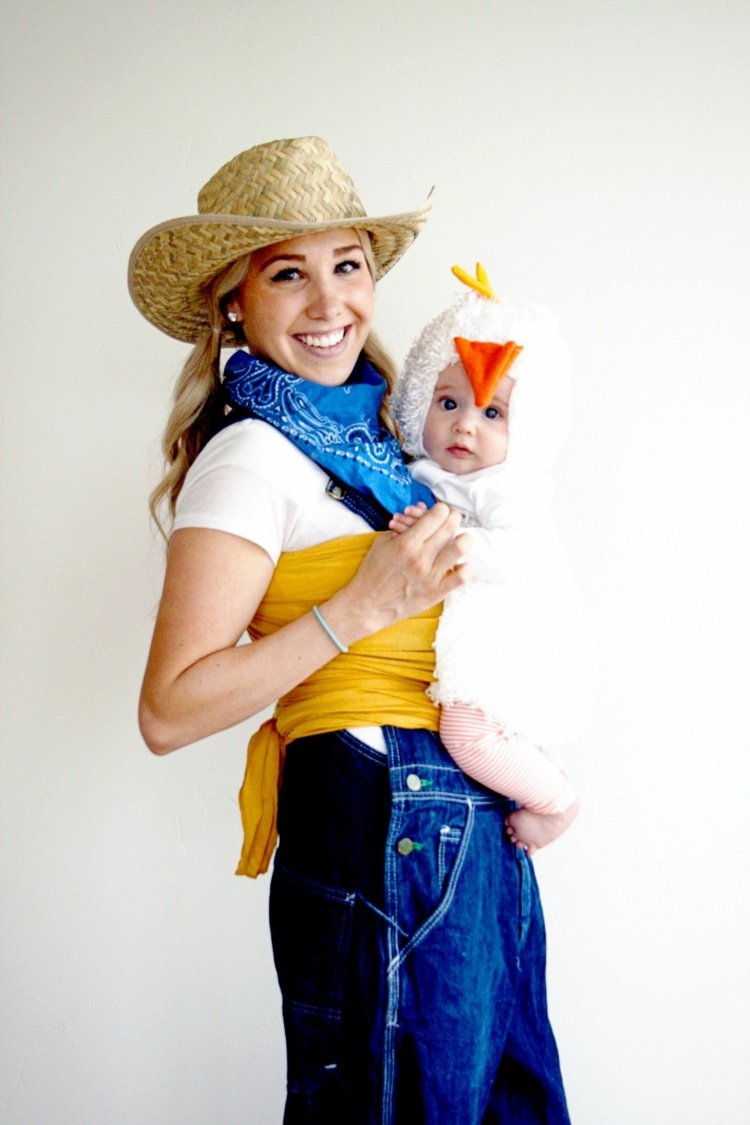 Lustige Kostümideen für Eltern mit Babys Karneval Kostüm mit Babytrage