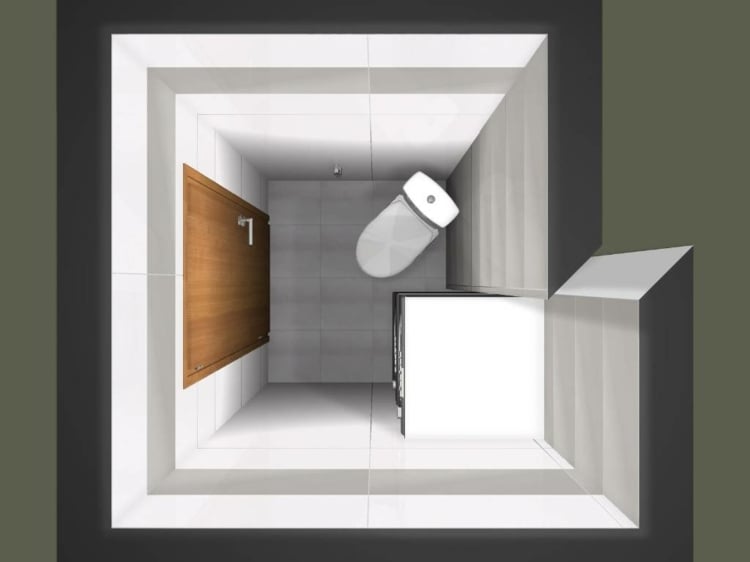 Mini Gäste WC mit Dusche 2,5 qm und Toilette - Grundriss Idee