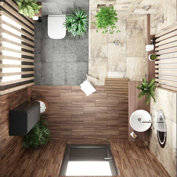 Offenes Bad Design mit Trennwand zwischen Toilette und Dusche