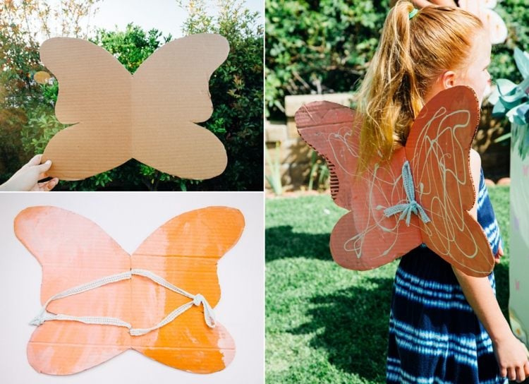 Schmetterlingsflügel basteln aus Karton - Kinder bemalen die Flügel selbst