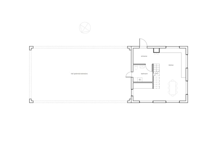 Skandinavisches Haus - Grundriss der Erdgeschosses mit Küche und Wohnzimmer