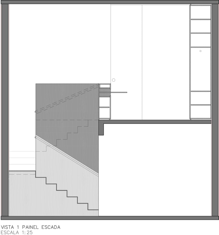 Skizze vom Treppenhaus aus-Holz-ohne-Geländer mit einem Raumverteiler