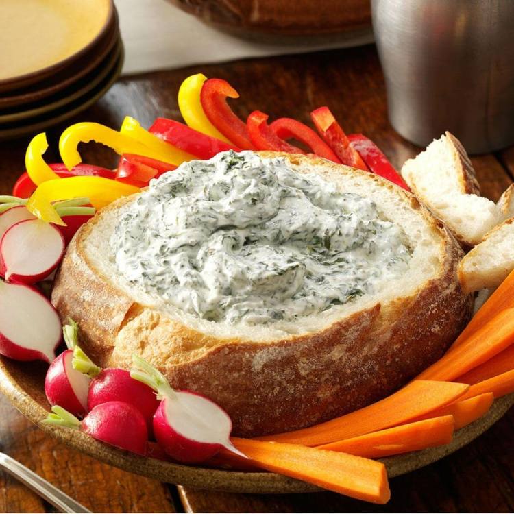 Spinat Käse Dip Rezept einfach Buffet Vorspeisen Ideen schnell