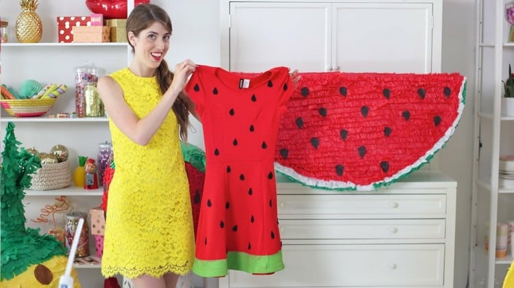 Wassermelone Kostüm für Frauen selber machen lustige Faschingskostüme