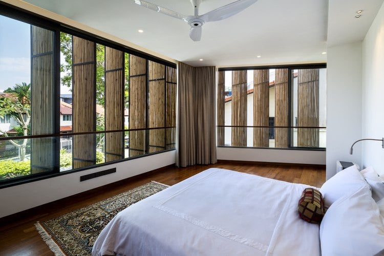 elektronisch gesteuerte Jalousien aus Bambus Paneele für das Schlafzimmer