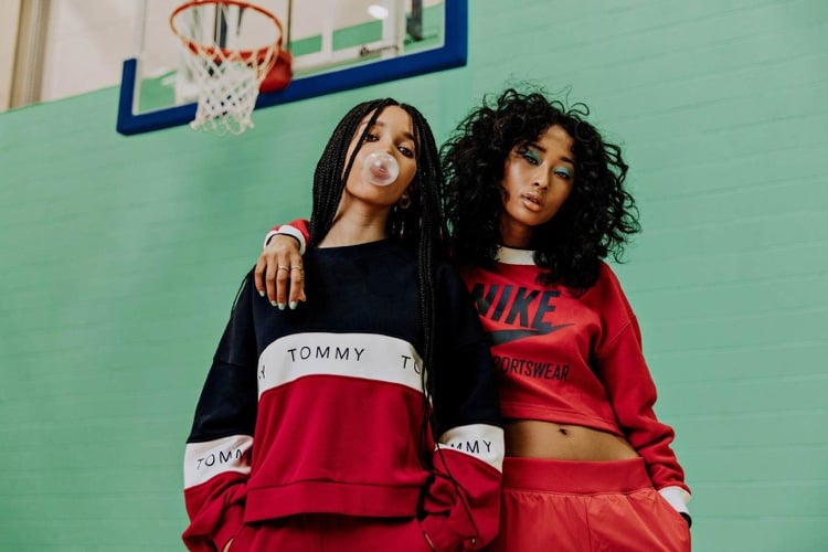 Hip Hop Styling Ideen von Sängerin Aaliyah inspiriert Tommy Hilfiger Damenmode