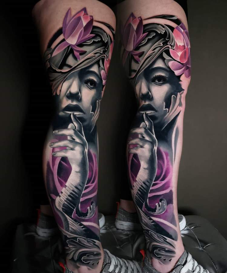 Kevin Giangualano Tattoo Künstler Bein Tattoo realistic Style Tattootrends