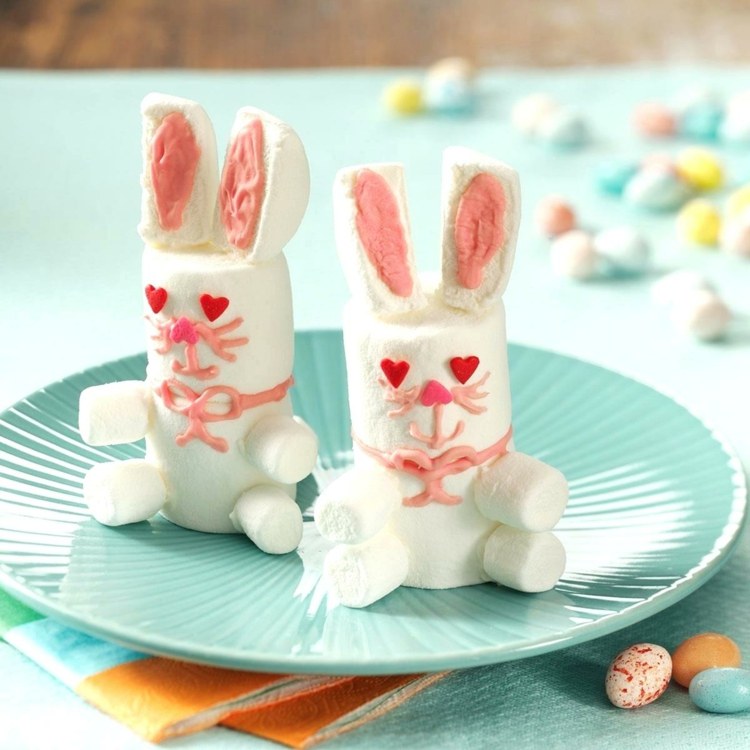 Marshmallow Hasen für Ostern mit Streuseln in Herzform