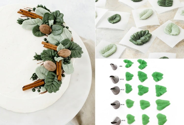 Mit Blättern Torten verzieren mit Spritzbeutel - Ideen mit und ohne Blatttülle