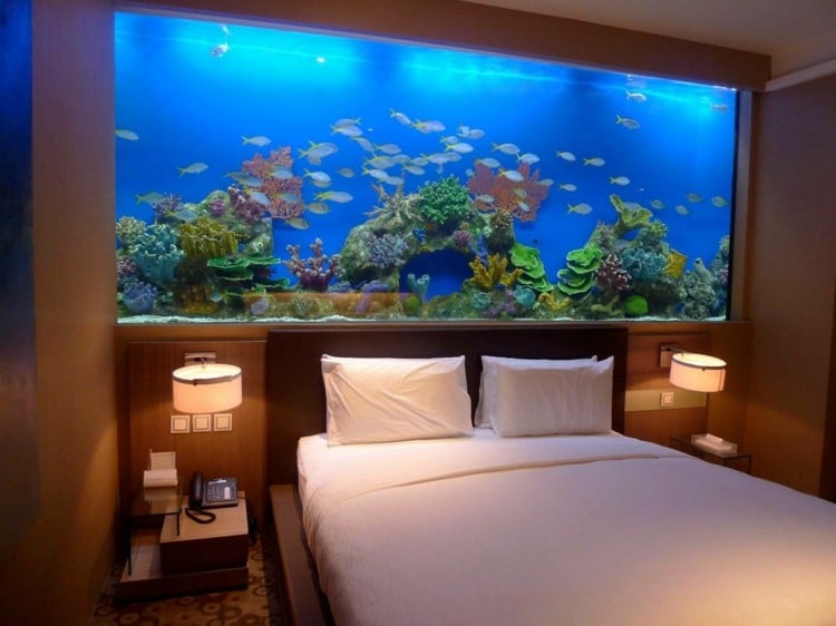 Aquarium wall unit bedroom furnishings modern