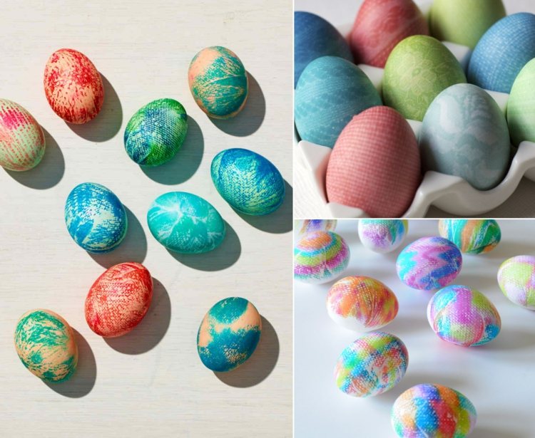 Eier färben mit Muster von Küchenpapier - Idee für Kinder und Erwachsene