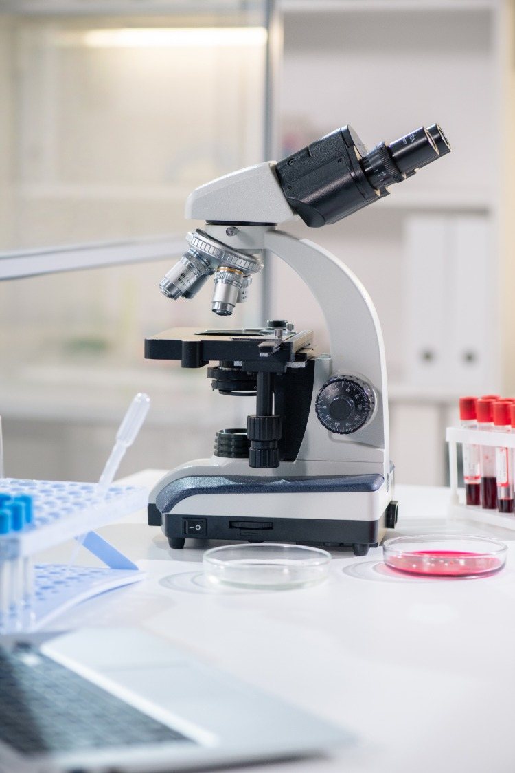 biotech industrie mikroskop im labor coronavirus medikamente in etwicklung