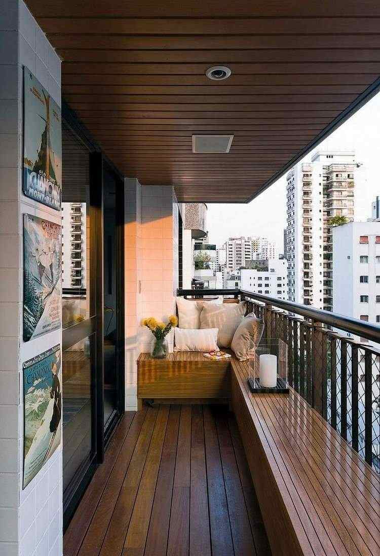 langen schmalen Balkon gestalten Terrasse einrichten Ideen