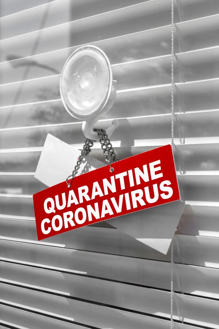warnzeichen am fenster coronavirus quarantäne