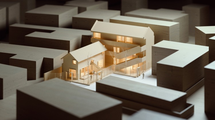 3d modell nachhaltiges hotel architekten projekt
