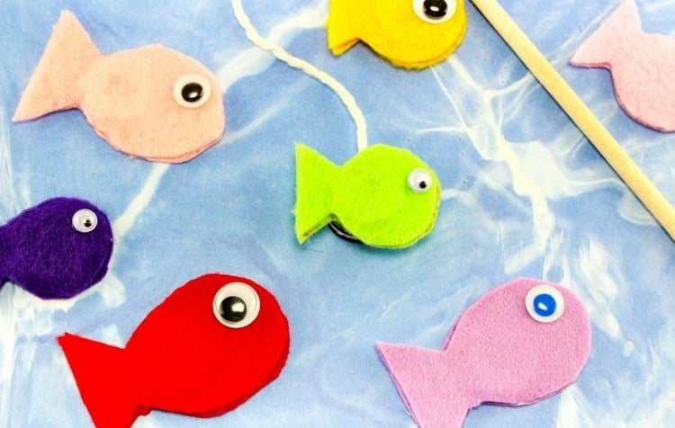 Angel Spiel mit Fischen aus Filz Ideen für Kleinkinder