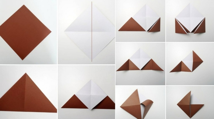 Anleitung zum Basteln zu Ostern für Kinder ab 3 Jahre für das Origami Lesezeichen