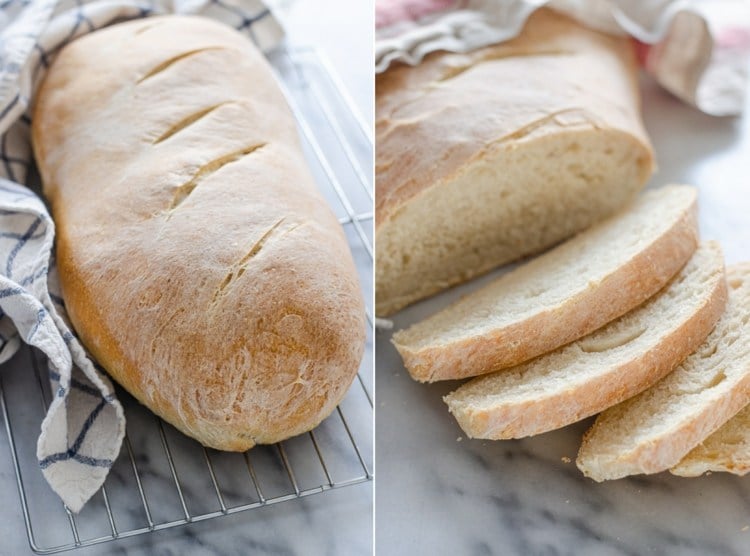 Prepare French sourdough bread without yeast or baguettes
