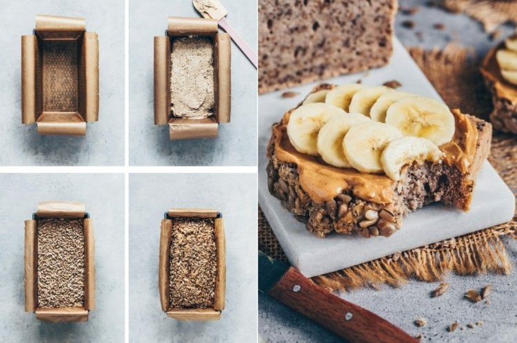 Gluten-free bread recipe with chia seeds, sunflower seeds and buckwheat