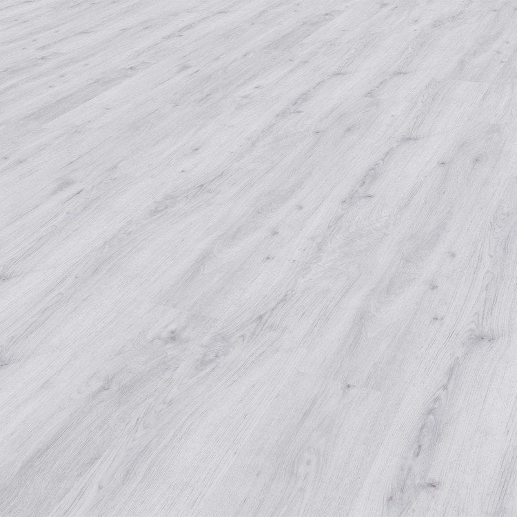 Klick-Vinyl als Bodenbelag für Wohnbereich im puristischen Stil in Weiß und Grau
