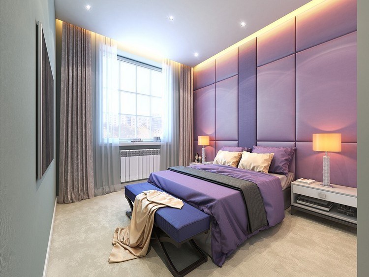 Modernes Schlafzimmer in Flieder Wandfarbe gestalten