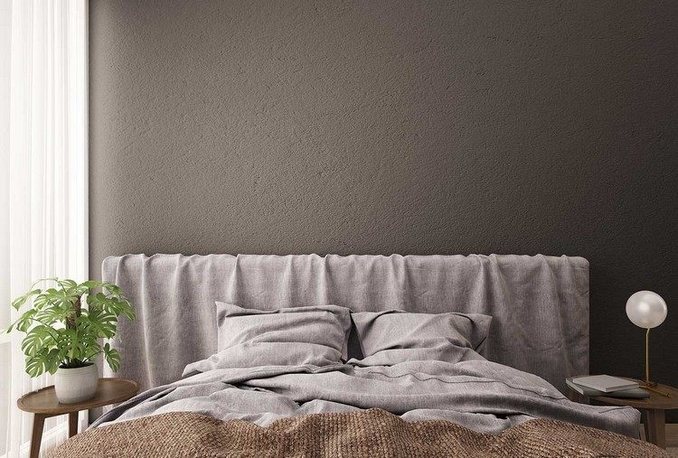 Schlafzimmer mit Wand in Mauve Farbe gestalten Ideen