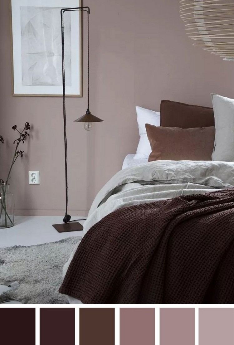Schlafzimmer mit Wandfarbe Mauve gestalten Ideen