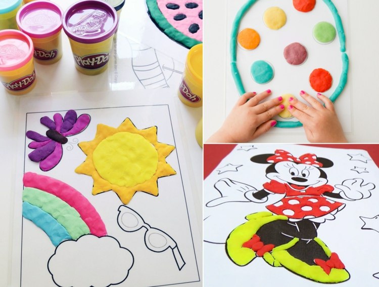 Spaß mit Kindern am Wochenende - Ausmalbilder mit Knete gestalten statt mit Farben